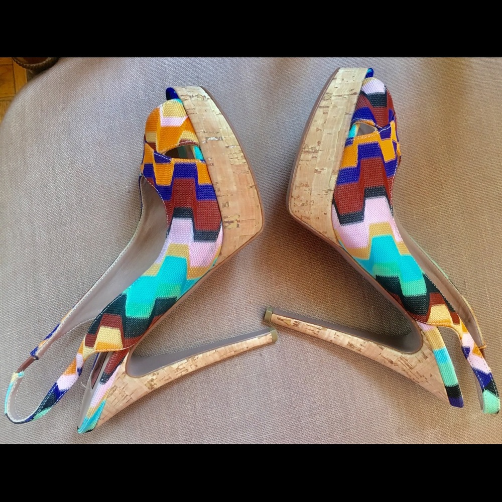 Missoni heels/sandal.shoes pink,blue,green,cork 39